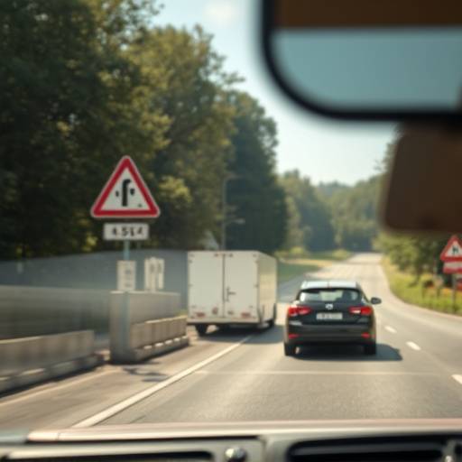 Photo of a car passing a Czech Republic vignette toll booth sign